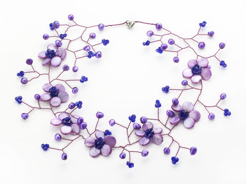 Elegant Style Purple Flower Necklace