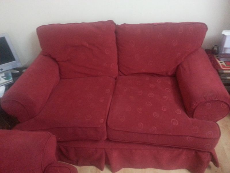 Sofa set of 3 seater and 2 seater in red colour for QUICK sale