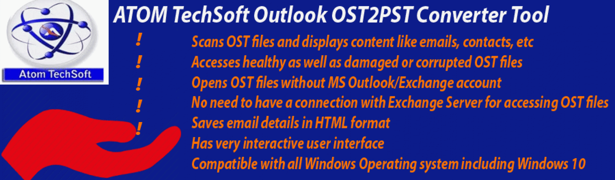  Repair Outlook OST & Convert OST to PST By Atom TechSoft OST to PST Tool Atom TechSoft Outlook OST2