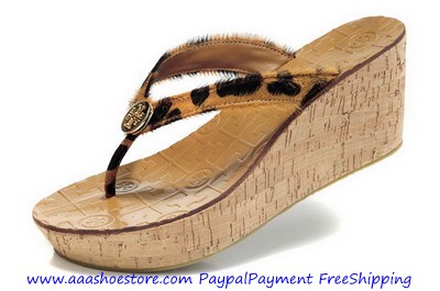 Wholesale Tory Burch Leopard ToryBurchora Mid Wedge Sandal Paypal Payment Free Shipping Aaashoestore