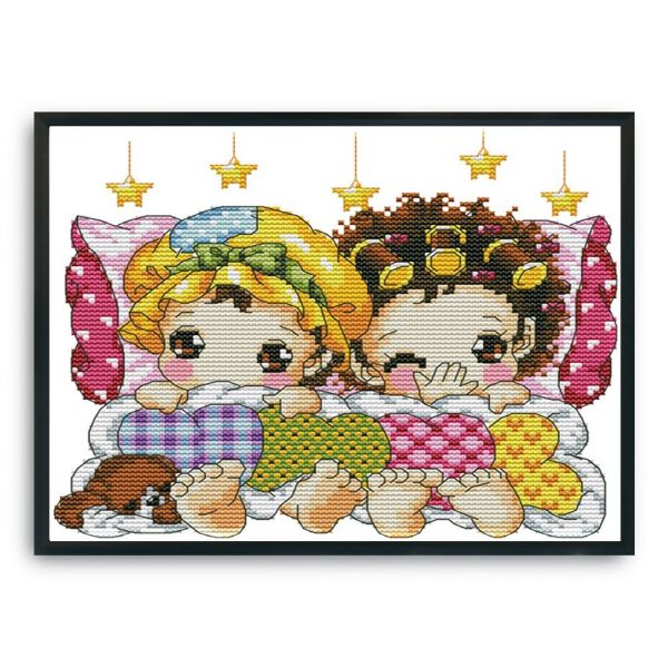 Cross stitch sleeping in kit row stamp 14ct