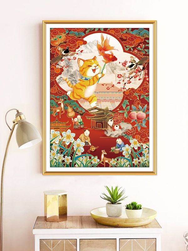 Cross stitch suit - lucky cat (70x90cm)