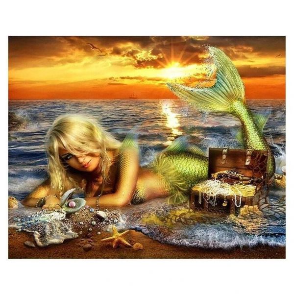 Beach Mermaid-5D Picture Diamond Painting